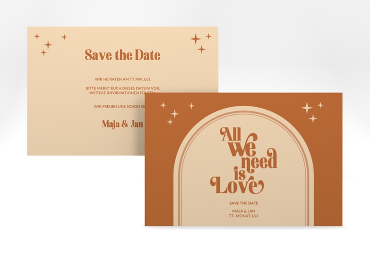 Save the Date-Karte Groovy A6 Karte quer beige