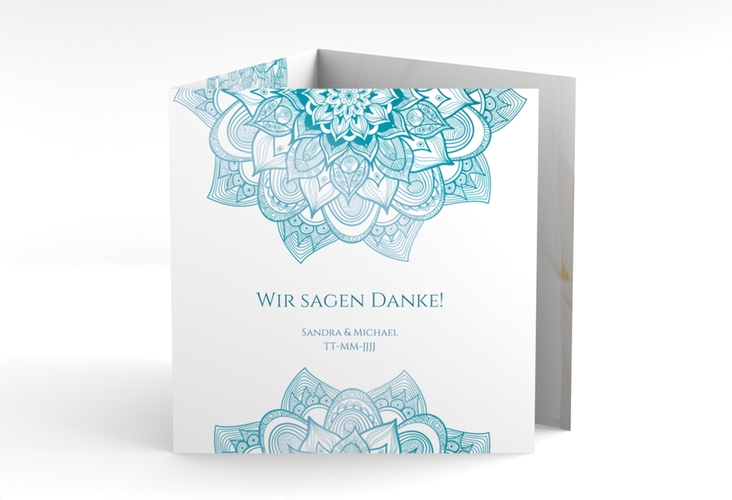 Dankeskarte Hochzeit Delight quadr. Doppel-Klappkarte tuerkis