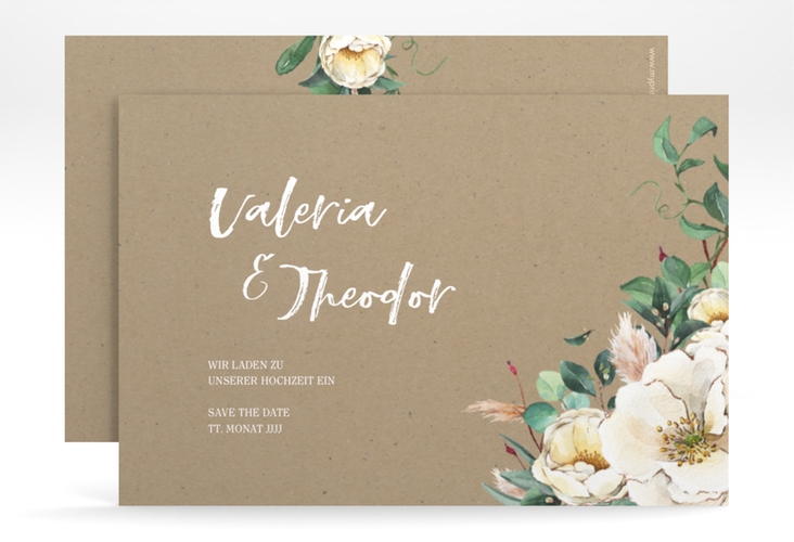 Save the Date-Karte Ivory A6 Karte quer Kraftpapier