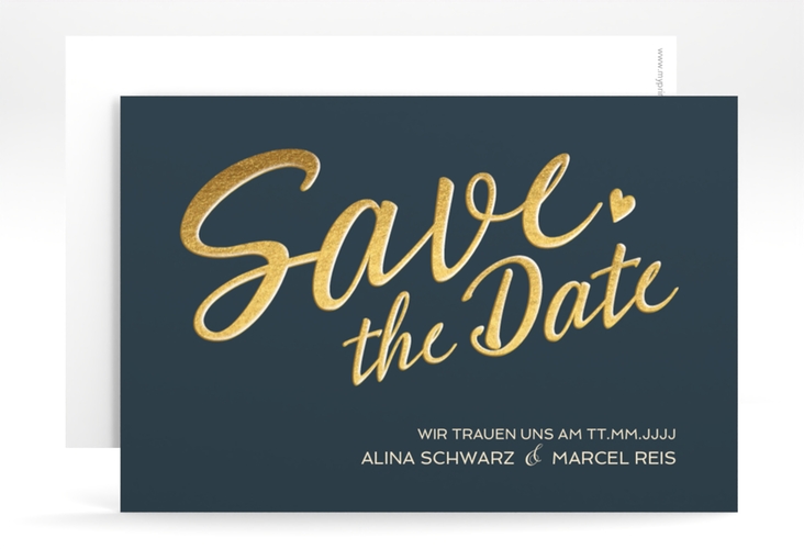 Save the Date-Karte Glam A6 Karte quer blau