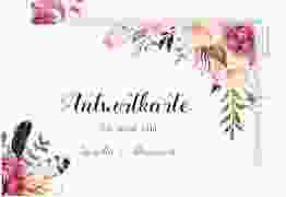 Antwortkarte Hochzeit Flowers A6 Postkarte weiss mit bunten Aquarell-Blumen