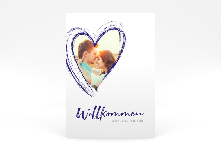 Willkommensschild Poster Liebe 50 x 70 cm Poster blau