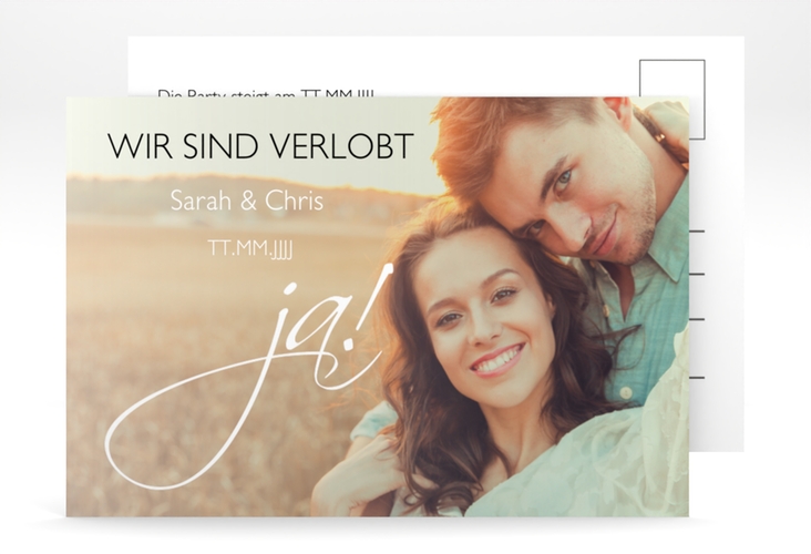 Verlobungskarte Hochzeit Clarity A6 Postkarte weiss