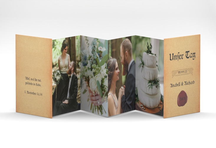 Foto-Leporello Hochzeit Mittelalter Leporello beige