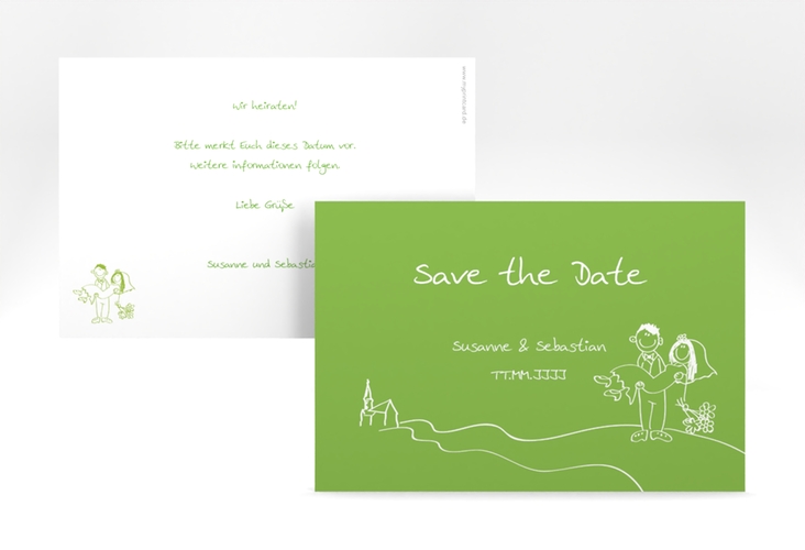 Save the Date-Karte Hochzeit Pisa A6 Karte quer gruen