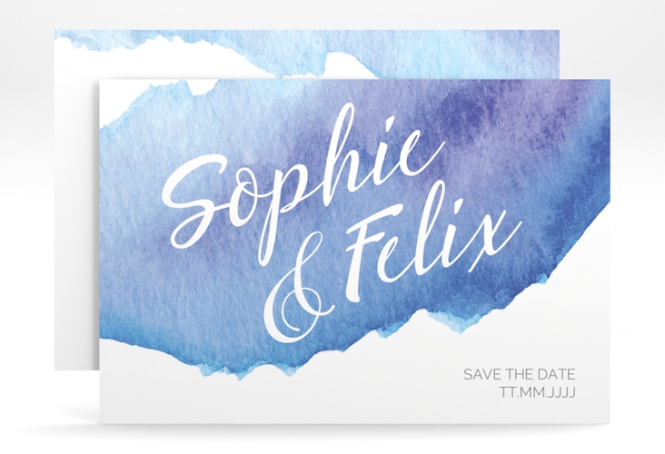 Save the Date-Karte Aquarella A6 Karte quer blau