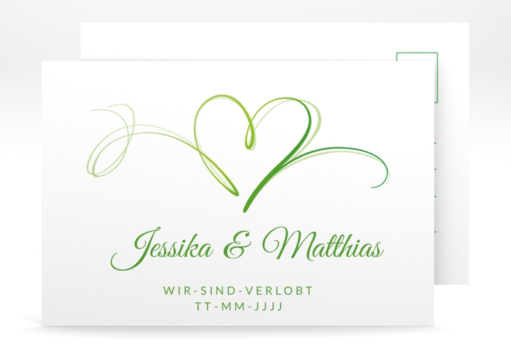 Verlobungskarte Hochzeit Envie A6 Postkarte gruen