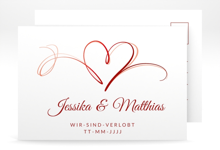 Verlobungskarte Hochzeit Envie A6 Postkarte rot