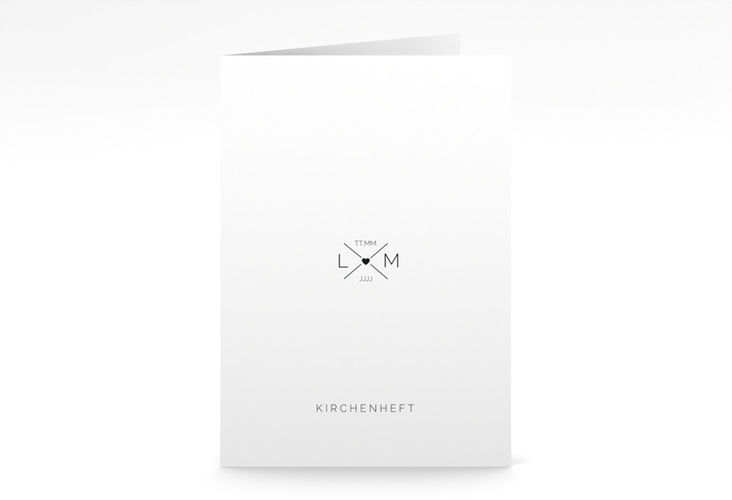 Kirchenheft Hochzeit Initials A5 Klappkarte hoch mit Initialen im minimalistischen Design