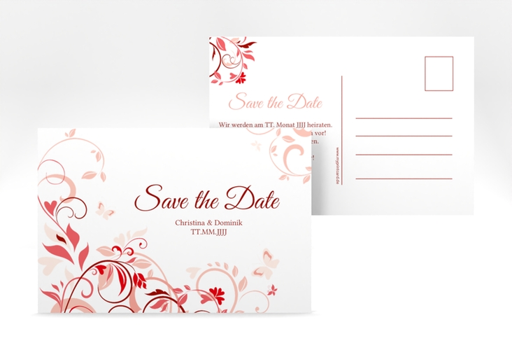 Save the Date-Postkarte Lilly A6 Postkarte rot