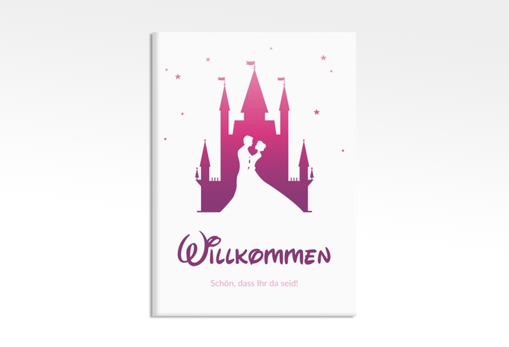 Willkommensschild Leinwand Castle 50 x 70 cm Leinwand pink