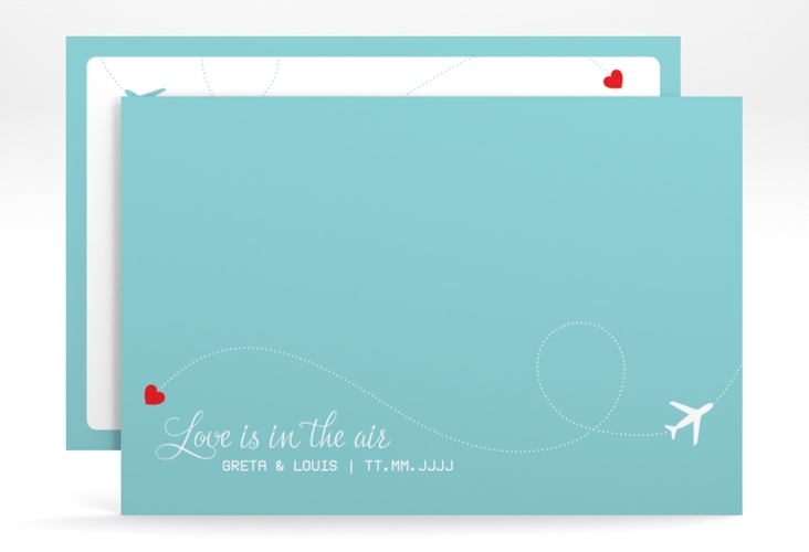 Save the Date-Karte Weddingpass A6 Karte quer blau