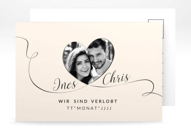 Verlobungskarte Hochzeit Dolce A6 Postkarte beige