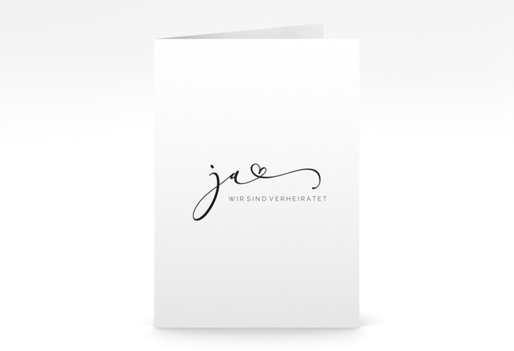 Danksagungskarte Hochzeit Jawort A6 Klappkarte hoch weiss modern minimalistisch mit veredelter Aufschrift