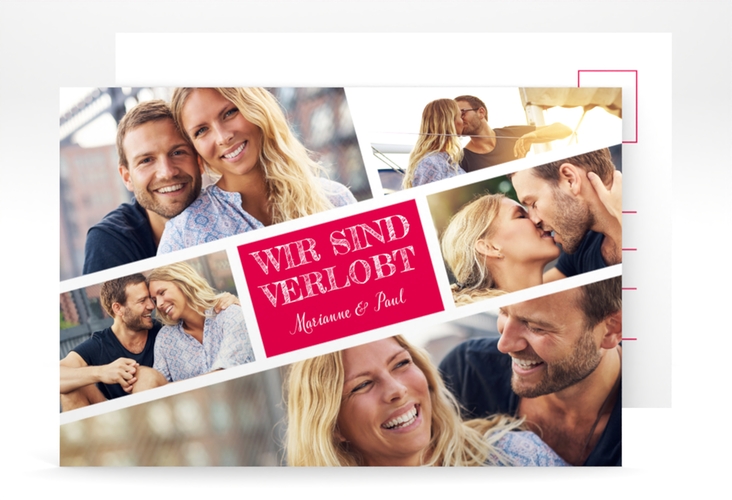 Verlobungskarte zur Hochzeit Rise A6 Postkarte pink