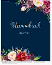 Stammbuch A4 Flowers Stammbuch A4 blau mit bunten Aquarell-Blumen