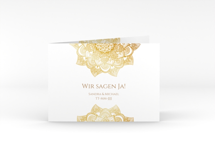 Hochzeitseinladung Delight A6 Klappkarte quer gold hochglanz