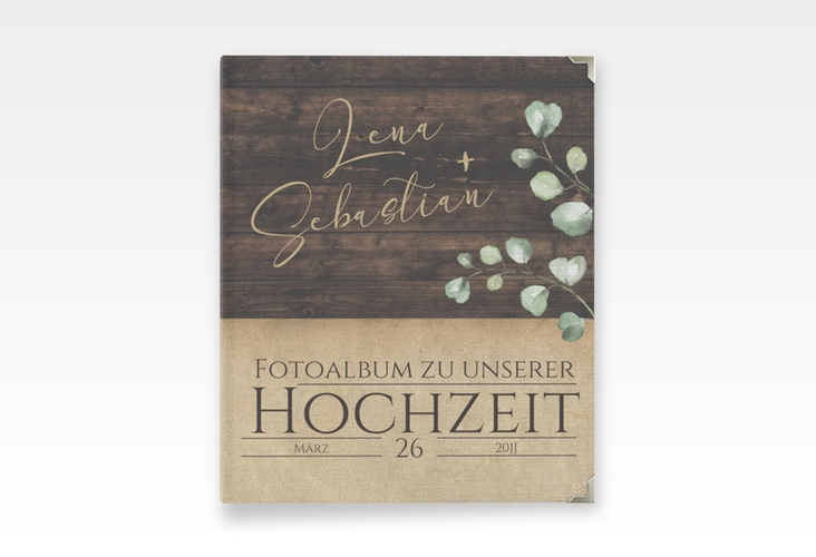 Hochzeitsalbum Landhaus 21 x 25 cm in Holz-Optik mit Eukalyptus