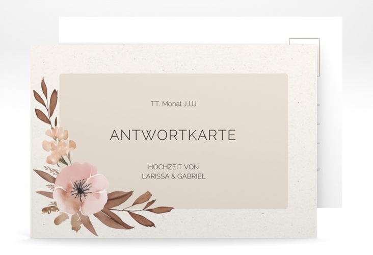 Antwortkarte Hochzeit Modest A6 Postkarte mit elegantem Blumen-Aquarell