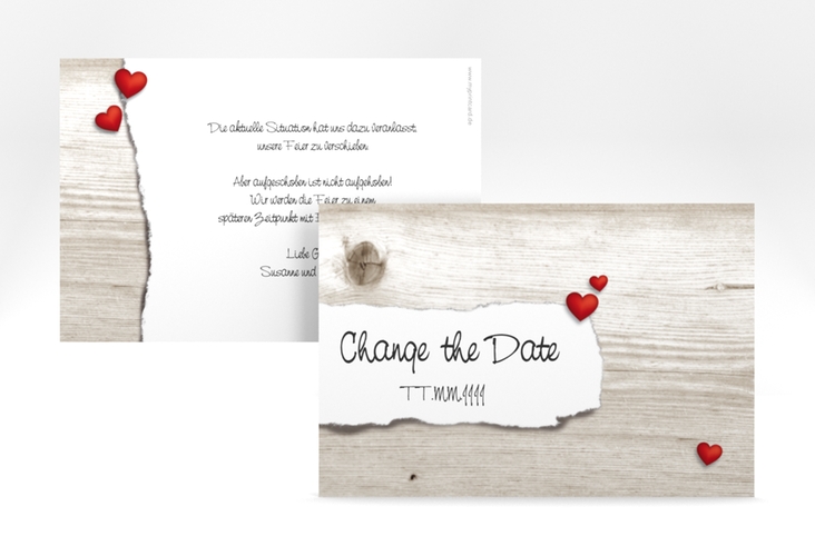 Change the Date-Karte Hochzeit Reichenhall A6 Karte quer weiss