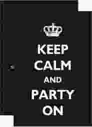 Party Einladungskarte Statement A6 Karte hoch schwarz mit Keep-Calm-Spruch