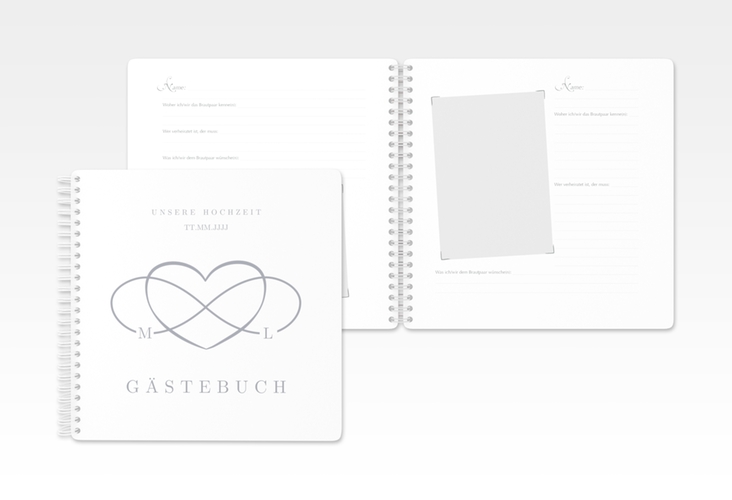 Gästebuch Hochzeit Infinity Ringbindung grau