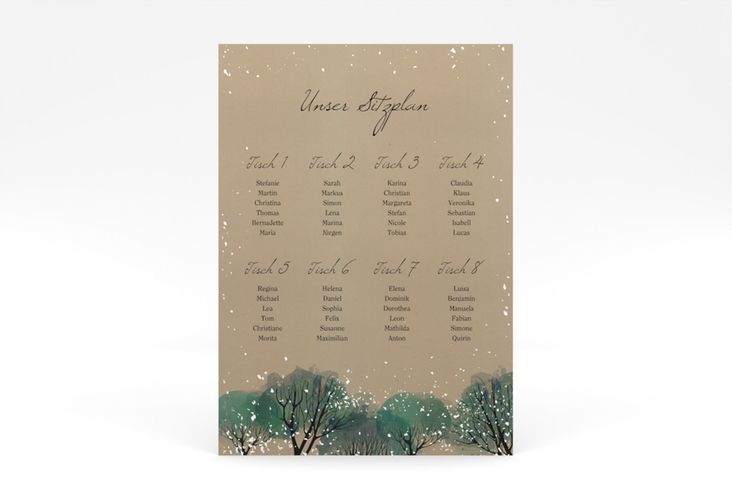 Sitzplan Poster Hochzeit Winterhochzeit 50 x 70 cm Poster Kraftpapier