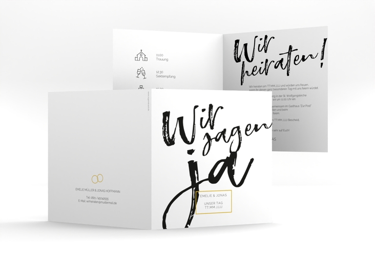 Hochzeitseinladung Words quadr. Klappkarte modern mit Brush-Schrift