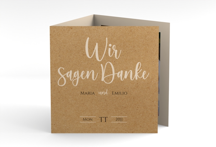 Dankeskarte Hochzeit Noble quadr. Doppel-Klappkarte mit elegantem Schriftzug