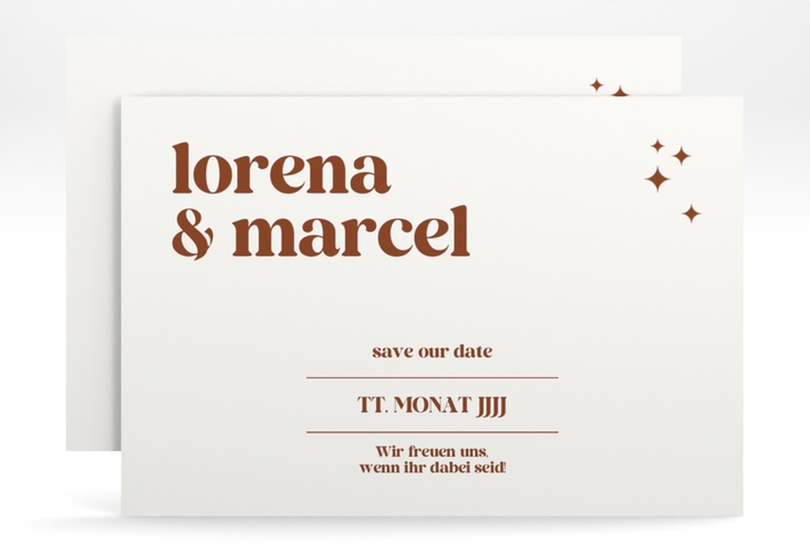 Save the Date-Karte Retro A6 Karte quer weiss