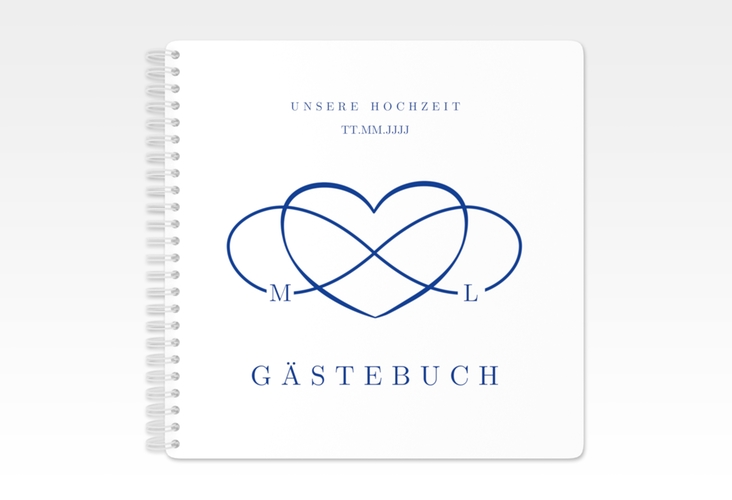 Gästebuch Hochzeit Infinity Ringbindung blau