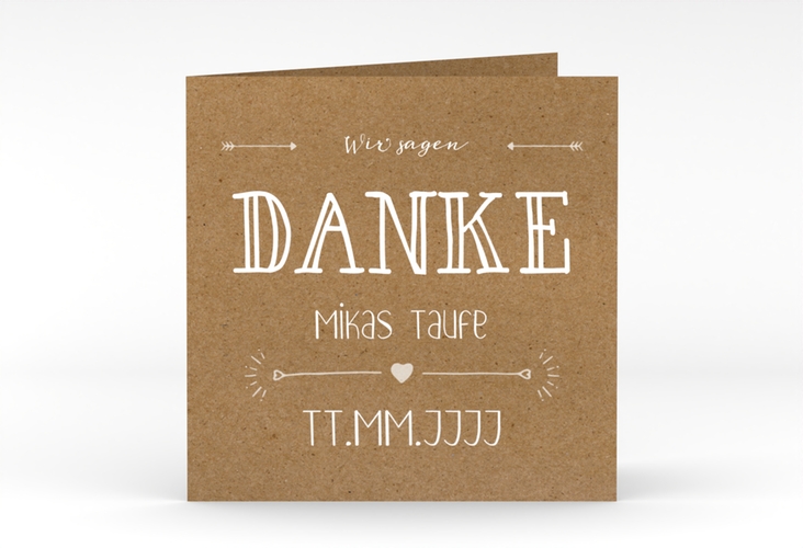 Danksagung Taufe Lettering quadr. Klappkarte Kraftpapier