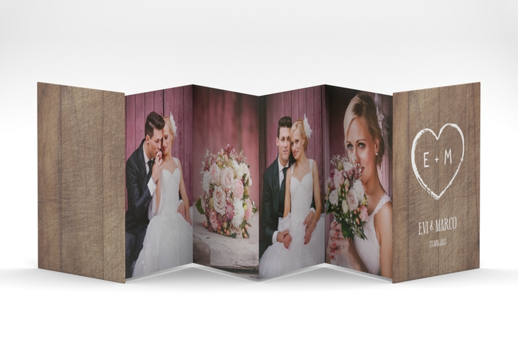 Foto-Leporello Hochzeit Wood Leporello braun