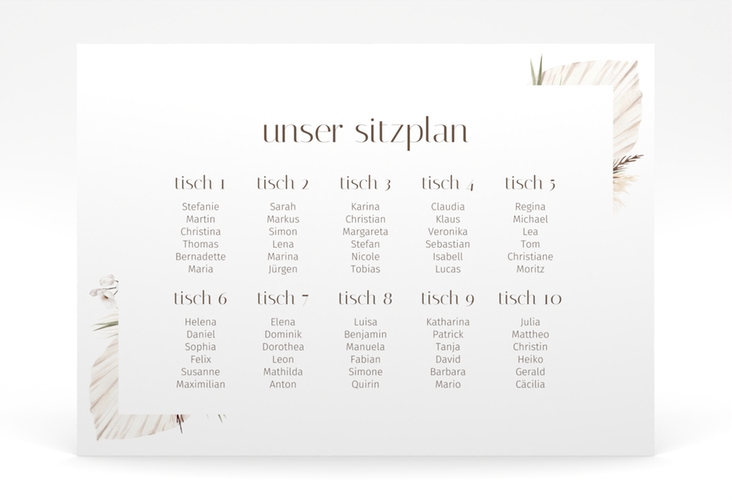 Sitzplan Poster Hochzeit Bohemian 70 x 50 cm Poster weiss