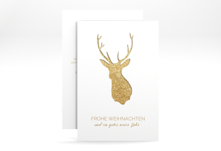 Geschäftliche Weihnachtskarte Deer A6 Karte hoch und weiß mit Hirsch