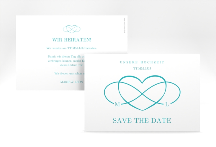 Save the Date-Karte Infinity A6 Karte quer tuerkis