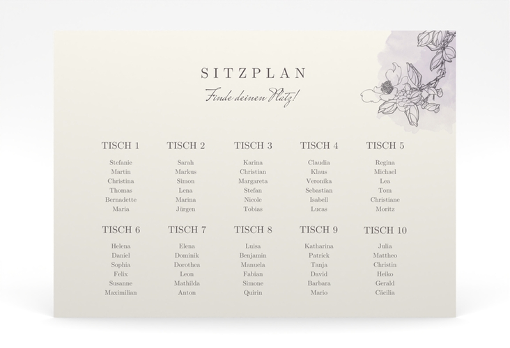 Sitzplan Poster Hochzeit Artlover 70 x 50 cm Poster