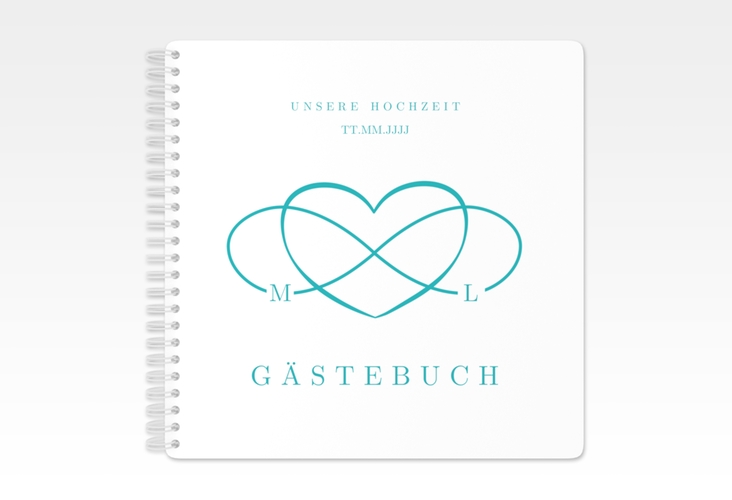 Gästebuch Hochzeit Infinity Ringbindung tuerkis