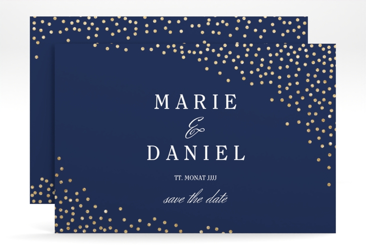 Save the Date-Karte Glitter A6 Karte quer blau