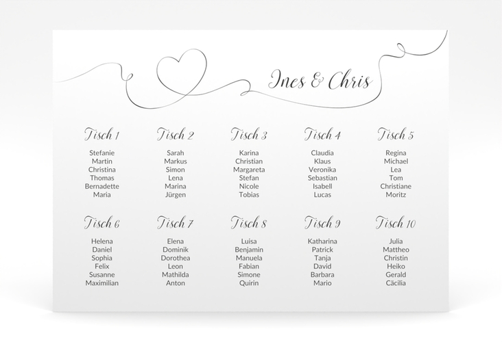 Sitzplan Poster Hochzeit Dolce 70 x 50 cm Poster