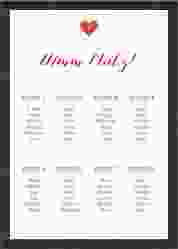 Sitzplan Poster Hochzeit Sparkly 50 x 70 cm Poster rot