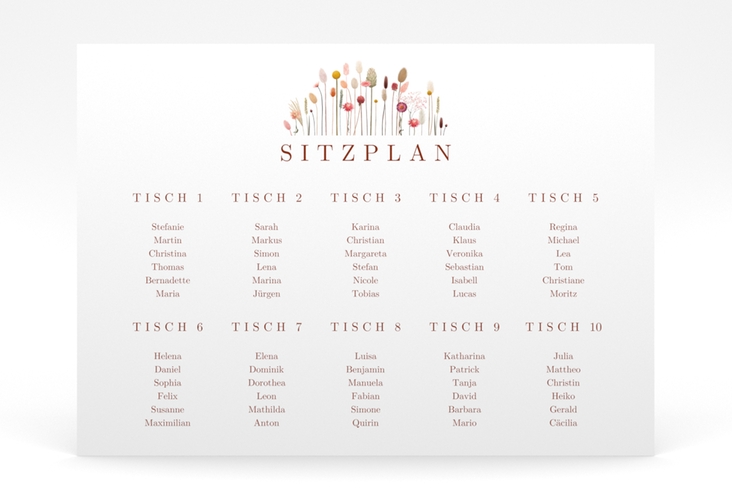 Sitzplan Poster Hochzeit Driedflower 70 x 50 cm Poster