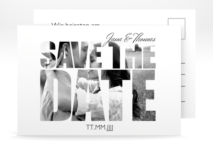 Save the Date-Postkarte  Letters A6 Postkarte weiss