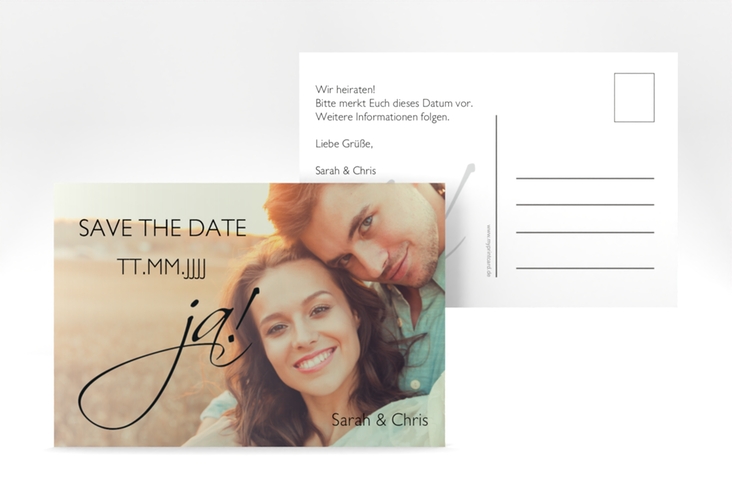 Save the Date-Postkarte Clarity A6 Postkarte schwarz