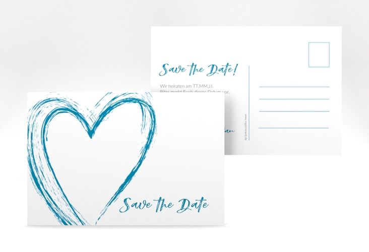 Save the Date-Postkarte Liebe A6 Postkarte tuerkis hochglanz