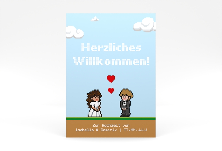 Willkommensschild Poster Pixel 50 x 70 cm Poster bunt