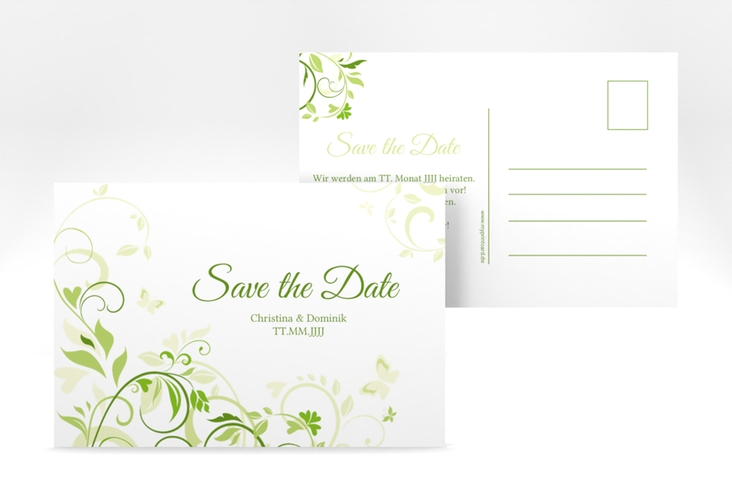 Save the Date-Postkarte Lilly A6 Postkarte gruen