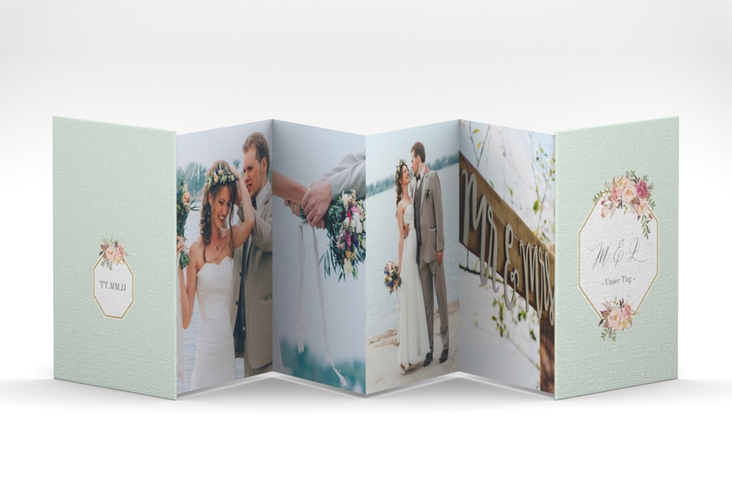 Foto-Leporello Hochzeit Prachtvoll Leporello mint