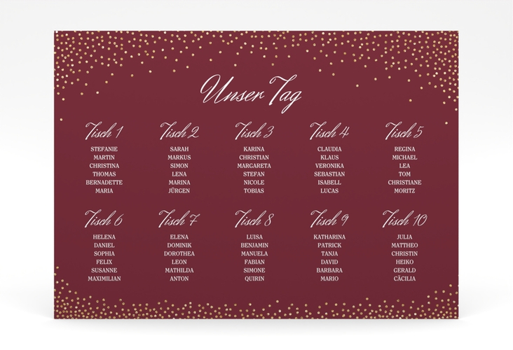 Sitzplan Poster Hochzeit Glitter 70 x 50 cm Poster rot