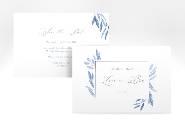 Save the Date-Karte Classicblue A6 Karte quer weiss